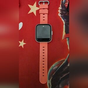 Sleek Smartwatch with Coral Strap